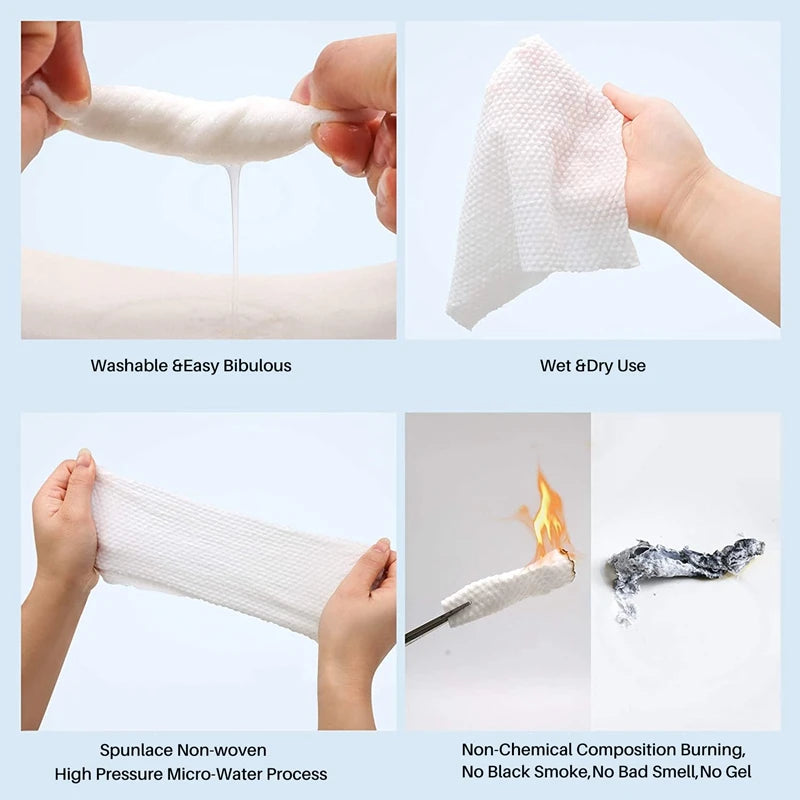 Disposable Face Wash Towelettes, cotton towels, AntiMicrobial Clean face towels 100 PCS